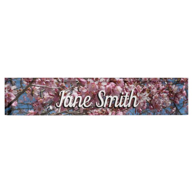 Cherry Blossoms and Blue Sky Spring Floral Nameplate (Front)