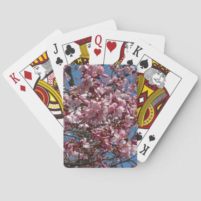 Cherry Blossoms and Blue Sky Spring Floral Playing Cards (Back)