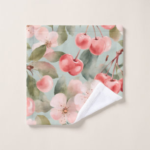 Cherry Blossoms and cherries Spring Art Bath Towel Set