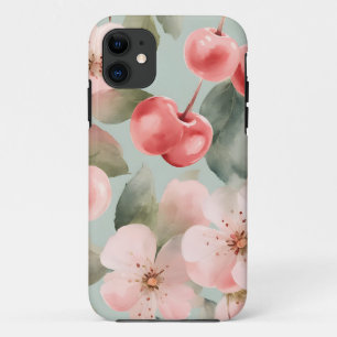 Cherry Blossoms and cherries Spring Art  iPhone 11 Case