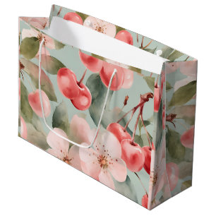 Cherry Blossoms and cherries Spring Art Large Gift Bag