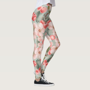 Cherry Blossoms and cherries Spring Art  Leggings