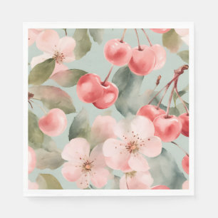 Cherry Blossoms and cherries Spring Art  Napkin