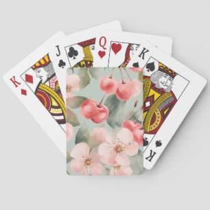 Cherry Blossoms and cherries Spring Art  Playing Cards