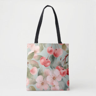 Cherry Blossoms and cherries Spring Art Tote Bag