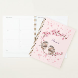Cherry blossoms and cute sparrows ♡ planner