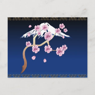 Cherry Blossoms and Mt Fuji Postcard