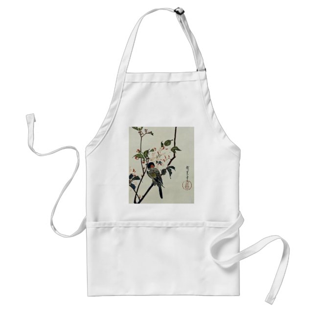 Cherry Blossoms and Small Bird Standard Apron (Front)