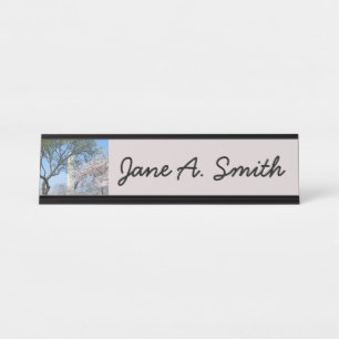 Cherry Blossoms and the Washington Monument in DC Desk Name Plate