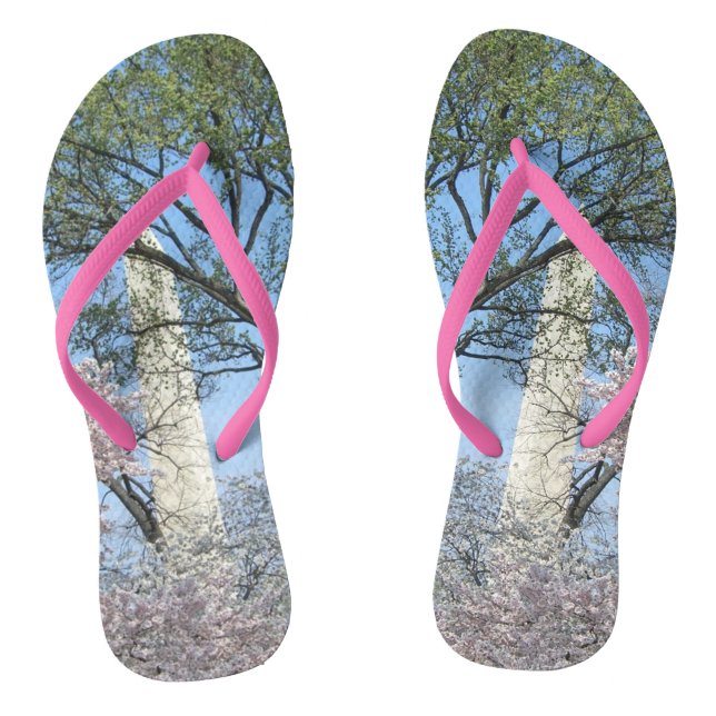 Cherry Blossoms and the Washington Monument in DC Flip Flops (Footbed)
