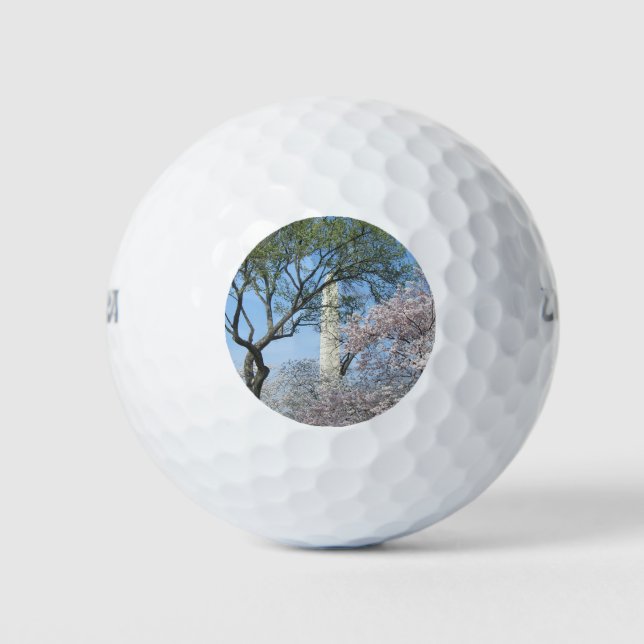 Cherry Blossoms and the Washington Monument in DC Golf Balls (Front)