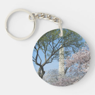 Cherry Blossoms and the Washington Monument in DC Keychain