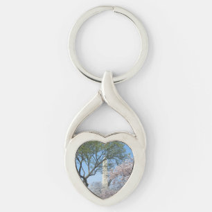 Cherry Blossoms and the Washington Monument in DC Keychain