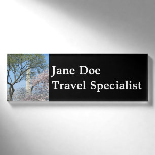 Cherry Blossoms and the Washington Monument in DC Name Tag