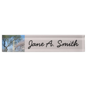 Cherry Blossoms and the Washington Monument in DC Nameplate