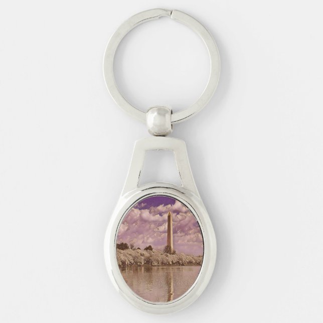 Cherry Blossoms at the Washington Monument  Keycha Keychain (Front)