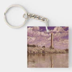 Cherry Blossoms at the Washington Monument Keychain