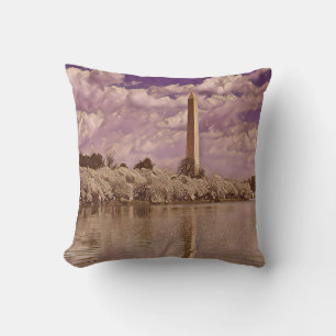 Cherry Blossoms at the Washington Monument Throw Pillow