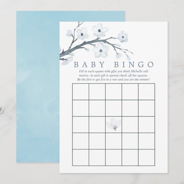 Cherry Blossoms Baby Shower Bingo Invitation (Front/Back)