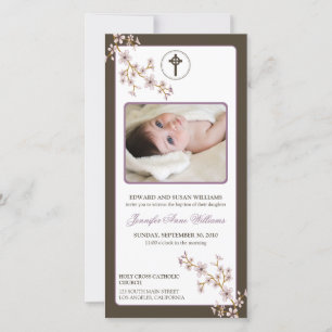 Cherry Blossoms Baptism Announcement (lilac)