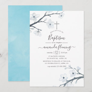 Cherry Blossoms Baptism Invitation
