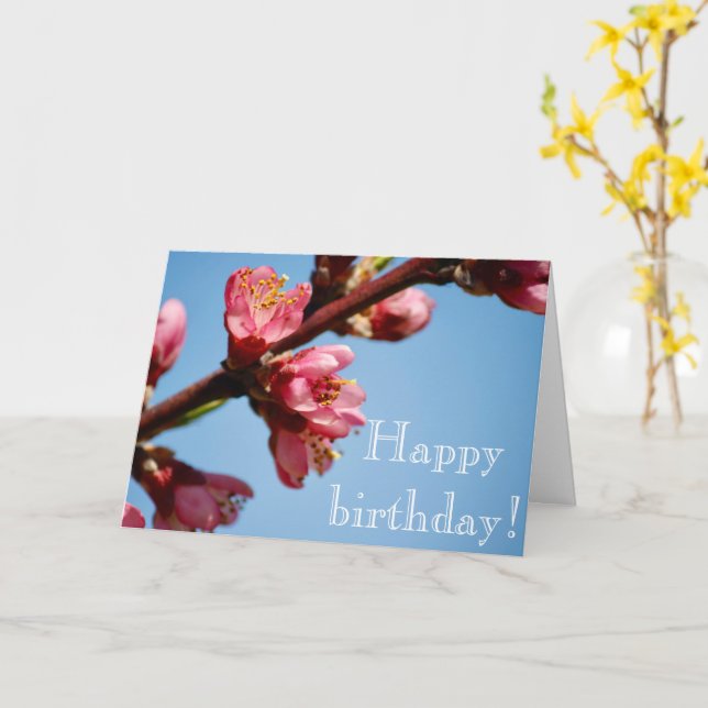 Cherry Blossoms Birthday Blessings Card (Yellow Flower)