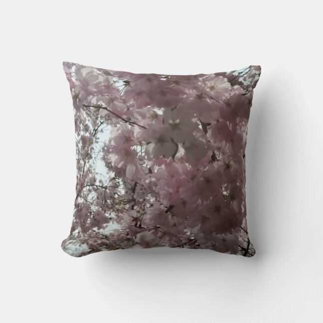 Cherry Blossoms Bloom Throw Pillow (Front)