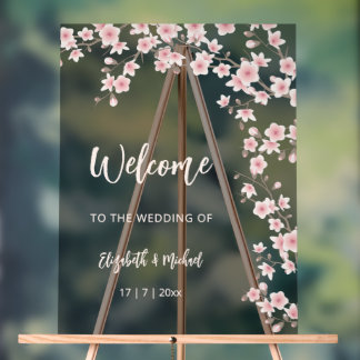 Cherry Blossoms Blush Pink Black Wedding