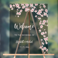 Cherry Blossoms Blush Pink Black Wedding