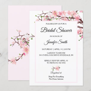 Cherry Blossoms Bridal Shower Pink Pink Card