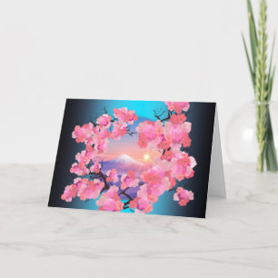 Cherry Blossoms by Mount Fuji Card