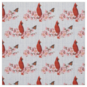 Cherry Blossoms & Cardinal Fabric