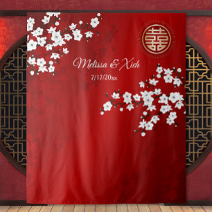 Cherry Blossoms Chinese Wedding  Backdrop Tapestry