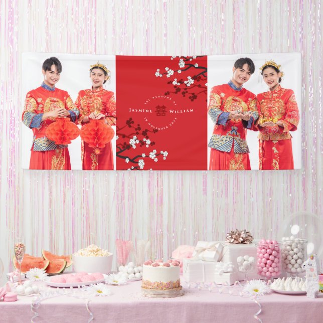 Cherry Blossoms & Double Happiness Chinese Wedding Banner (Party)