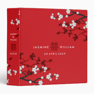 Cherry Blossoms Double Happiness Chinese Wedding Binder