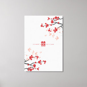 Cherry Blossoms & Double Happiness Chinese Wedding Canvas Print