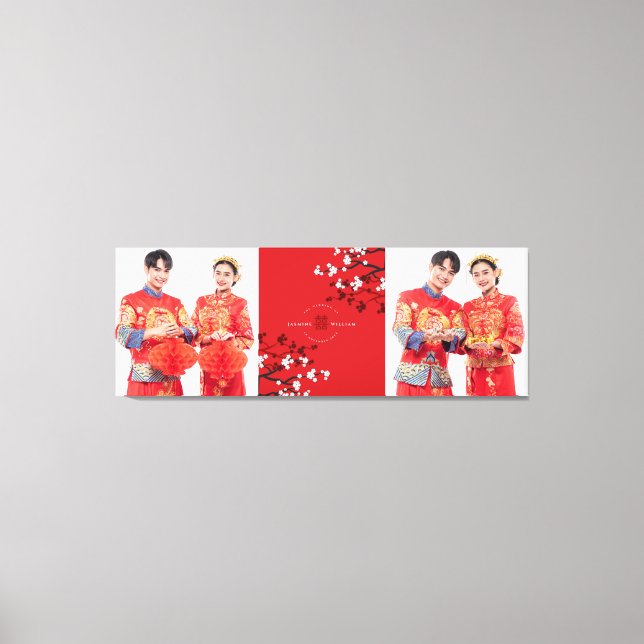 Cherry Blossoms & Double Happiness Chinese Wedding Canvas Print (Front)