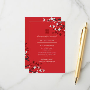 Cherry Blossoms & Double Happiness Chinese Wedding Enclosure Card