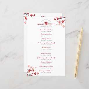 Cherry Blossoms Double Xi Chinese Wedding Program