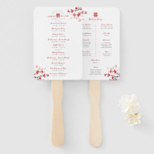 Cherry Blossoms Double Xi Chinese Wedding Program Hand Fan