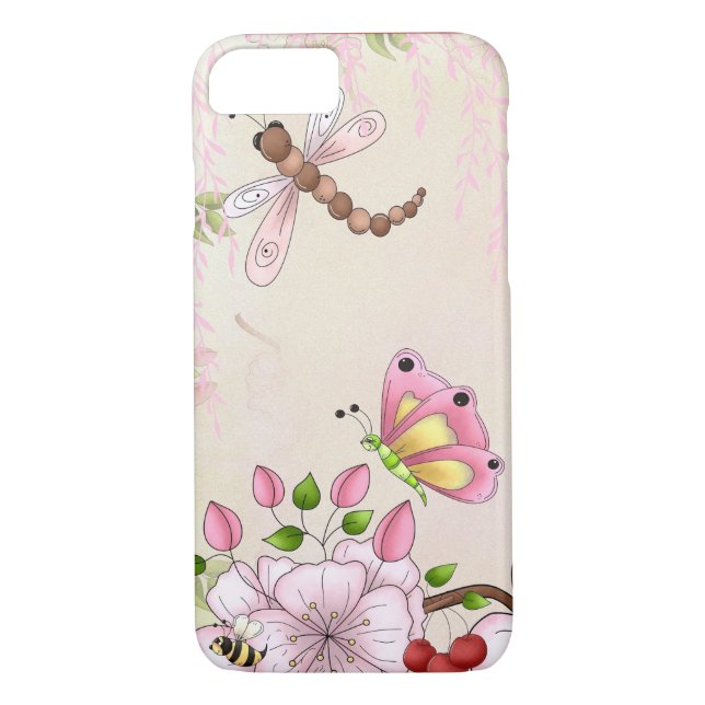 Cherry Blossoms Dragonfly Pink Flowers Spring Case-Mate iPhone Case (Back)