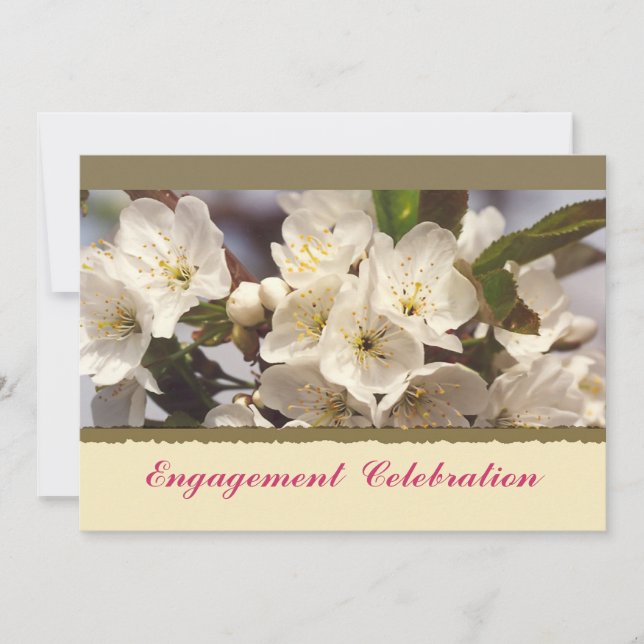 Cherry Blossoms Engagement Invitation (Front)