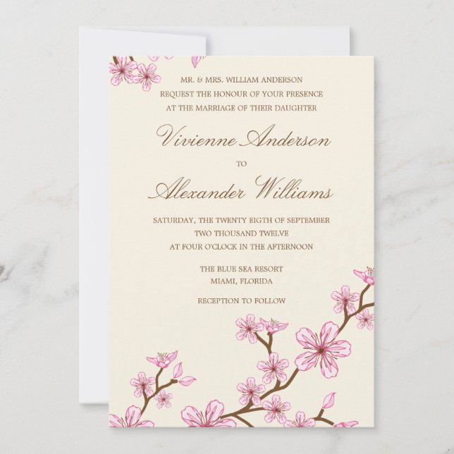 CHERRY BLOSSOMS| FAIRE-PART DE MARIAGE (Devant)