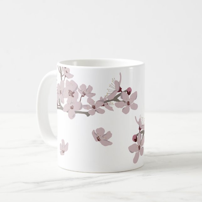 Cherry Blossoms Floating Flowers Coffee Mug (Front Left)