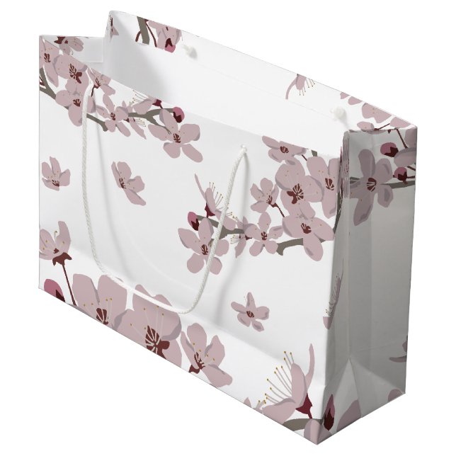 Cherry Blossoms Floating Flowers  Large Gift Bag (Front Angled)