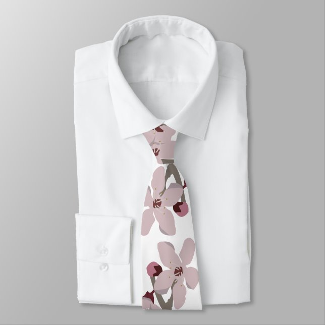 Cherry Blossoms Floating Flowers Tie (Tied)