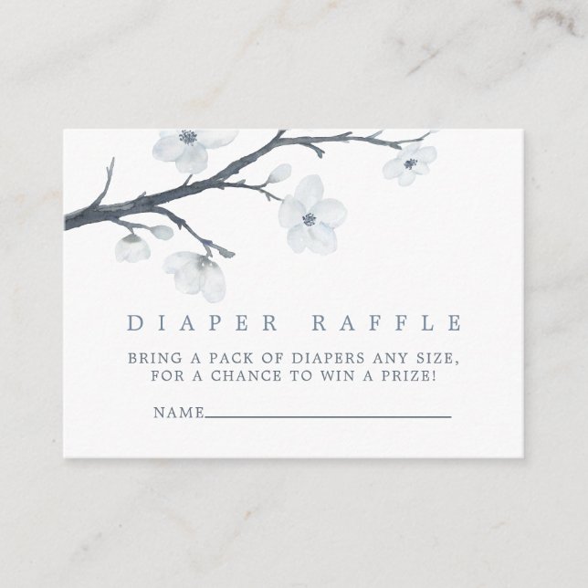 Cherry Blossoms Floral Baby Shower Diaper Raffle Enclosure Card (Front)