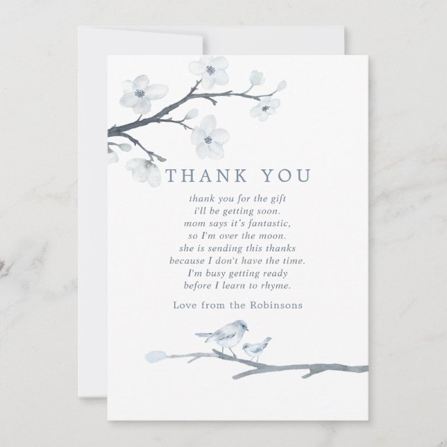 Cherry Blossoms Floral Baby Shower Thank You (Front)