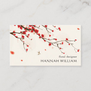 Cherry Blossoms Floral Business Card with Logo