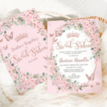 Cherry Blossoms Floral Butterflies Sweet Sixteen  Invitation<br><div class="desc">Personalize this chic cherry blossoms floral Sweet 16 birthday invitation easily and quickly. Simply click the customize it further button to edit the texts,  change fonts and fonts colours. Featuring pretty cherry blossoms flowers and pink and rose gold butterflies. Matching items available in store. (c) Somerset Fine Paperie</div>